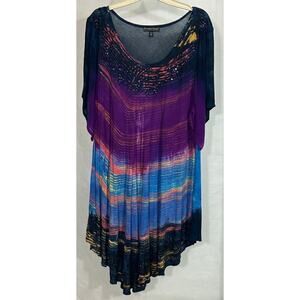 Greater Good Rainbow Tunic Top Free Size Plus Hand Dyed Sequin Detail